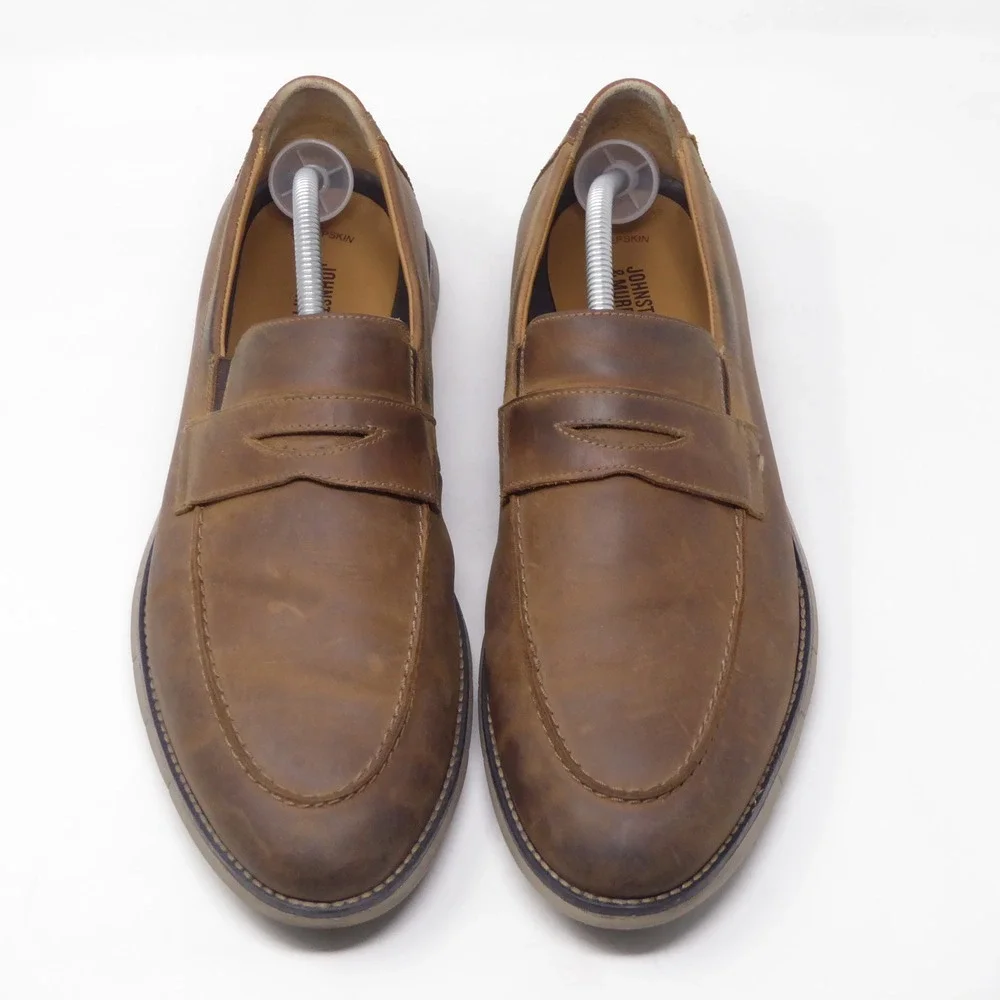 Johnston & Murphy Mens Holden Penny Loafer Brown Leather Memory Foam 11M 20-2020